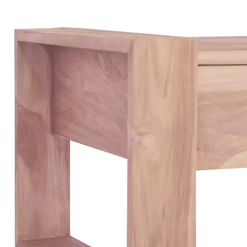 Tavolino da Caffè Rettangolare in Legno di Teak con Due Cassetti