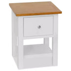 vidaXL 2-Piece Nightstands, 14.2x11.8x18.5, Solid Oak Wood Top and Pinewood Frame, Dark Wood and White, Space-Saving Design, Fully Assembled