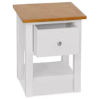 Set di 2 comodini con piano in legno di rovere e struttura in legno di pino - Bianco e marrone