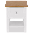 Set di 2 comodini con piano in legno di rovere e struttura in legno di pino - Bianco e marrone