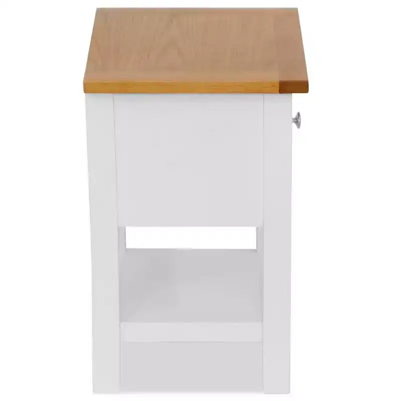Set of 2 Nightstands with Oak Wood Top and Pinewood Frame – White and Brown