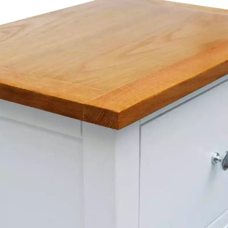 Set di 2 comodini con piano in legno di rovere e struttura in legno di pino - Bianco e marrone