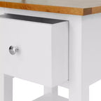Set di 2 comodini con piano in legno di rovere e struttura in legno di pino - Bianco e marrone