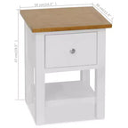 Set di 2 comodini con piano in legno di rovere e struttura in legno di pino - Bianco e marrone