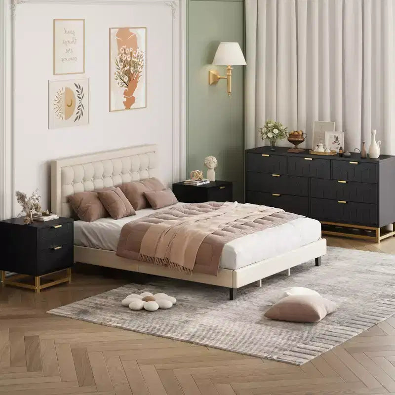 7-Drawer Dresser with Metal Handles and Legs, 53.5 Inch Wide