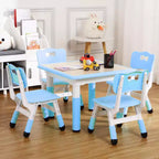 Set Tavolo e 4 Sedie per Bambini con Altezza Regolabile