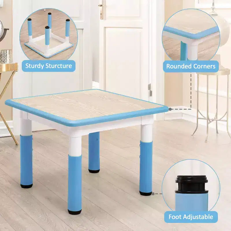 Set Tavolo e 4 Sedie per Bambini con Altezza Regolabile