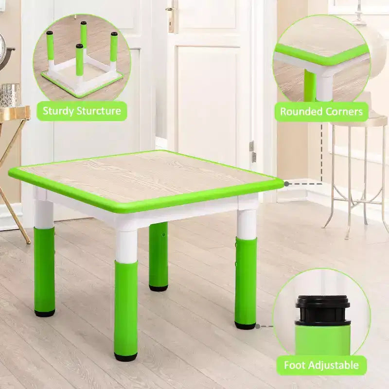Set Tavolo e 4 Sedie per Bambini con Altezza Regolabile
