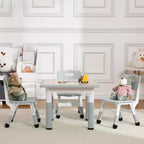 Set Tavolo e 4 Sedie per Bambini con Altezza Regolabile