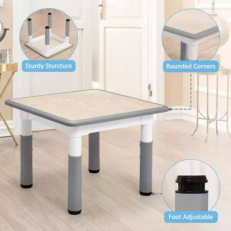 Set Tavolo e 4 Sedie per Bambini con Altezza Regolabile