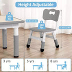 Set Tavolo e 4 Sedie per Bambini con Altezza Regolabile
