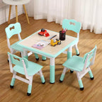 Set Tavolo e 4 Sedie per Bambini con Altezza Regolabile