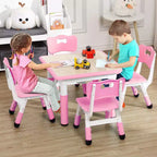 Set Tavolo e 4 Sedie per Bambini con Altezza Regolabile