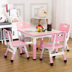Set Tavolo e 4 Sedie per Bambini con Altezza Regolabile