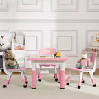 Set Tavolo e 4 Sedie per Bambini con Altezza Regolabile