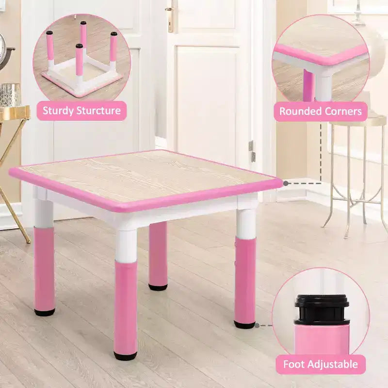 Set Tavolo e 4 Sedie per Bambini con Altezza Regolabile