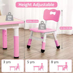 Set Tavolo e 4 Sedie per Bambini con Altezza Regolabile