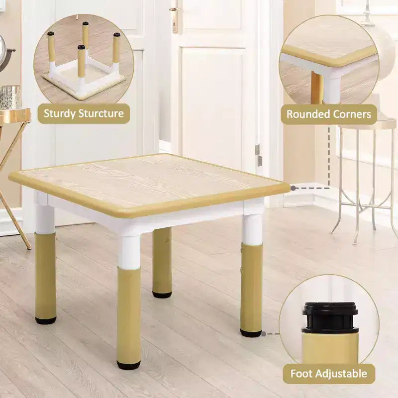Set Tavolo e 4 Sedie per Bambini con Altezza Regolabile