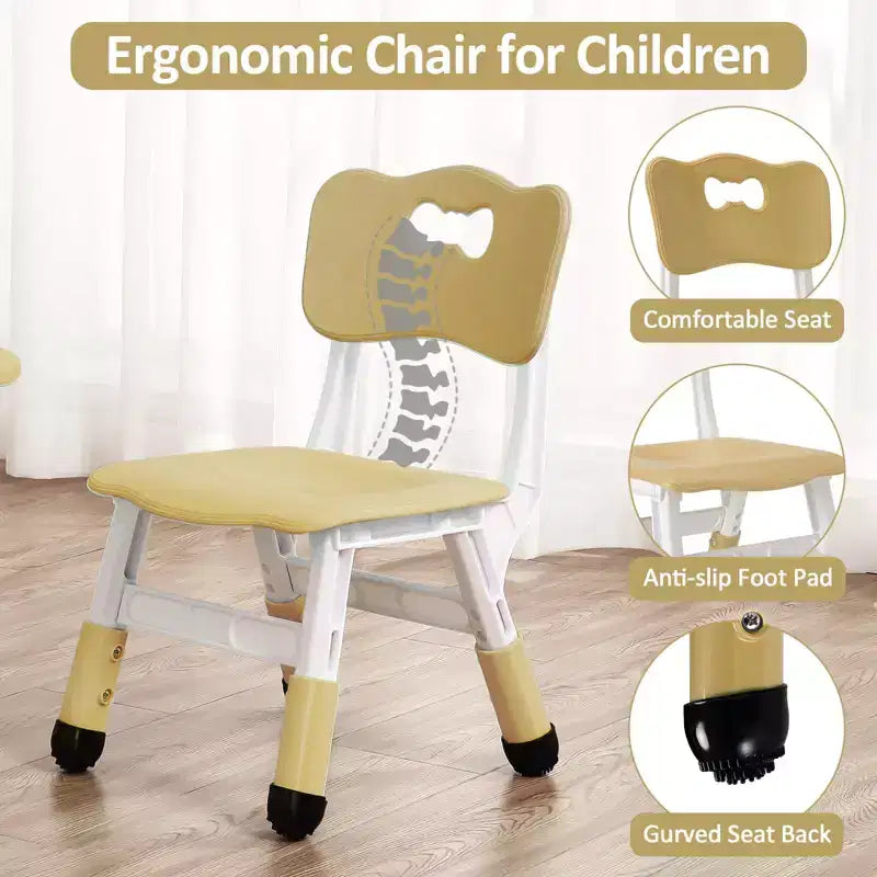 Set Tavolo e 4 Sedie per Bambini con Altezza Regolabile