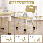 Set Tavolo e 4 Sedie per Bambini con Altezza Regolabile