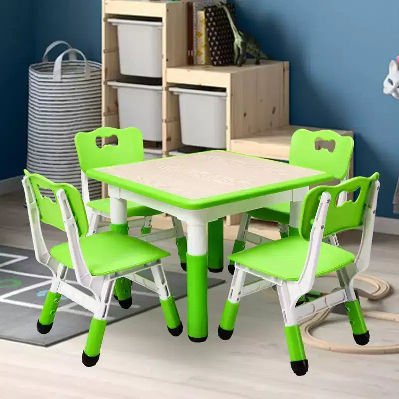 Kids Table and 4 Chair Set with Adjustable Height