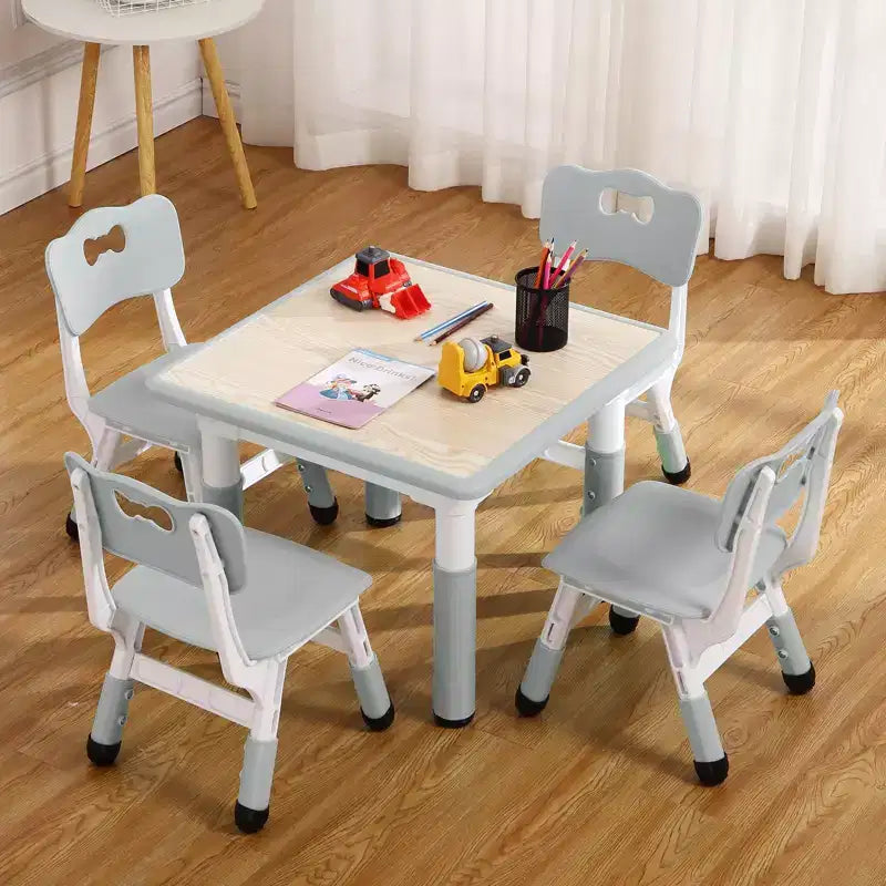 Kids Table and 4 Chair Set with Adjustable Height