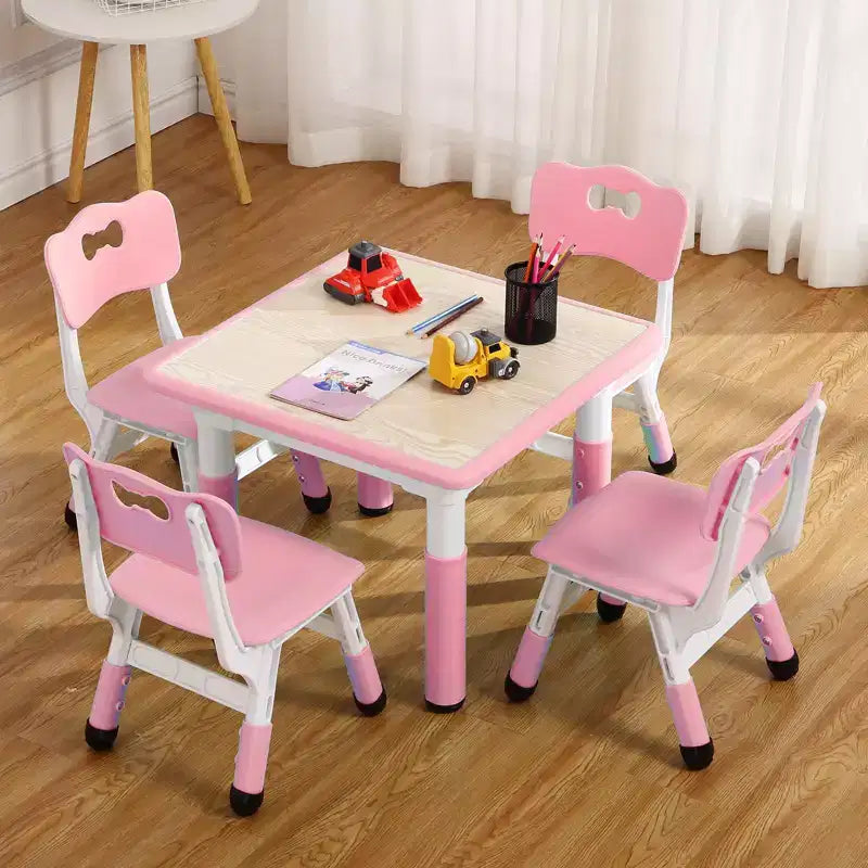 Kids Table and 4 Chair Set with Adjustable Height