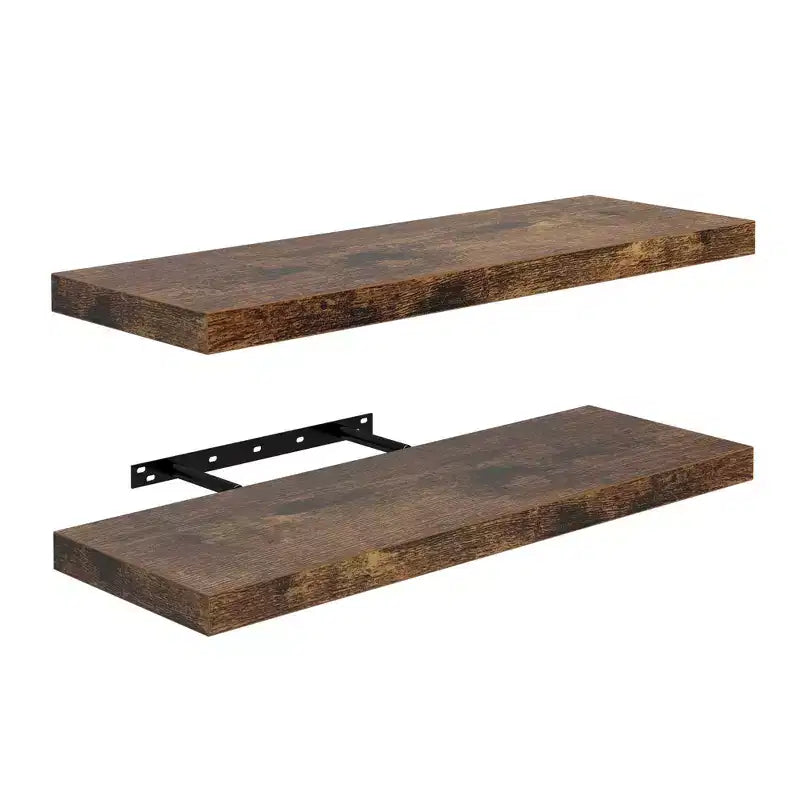 Mensole Galleggianti in Legno, Set da 2 – Mensole da Parete Rustiche per Camera da Letto, Marroni