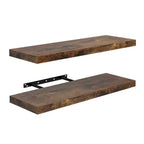 Mensole Galleggianti in Legno, Set da 2 – Mensole da Parete Rustiche per Camera da Letto, Marroni