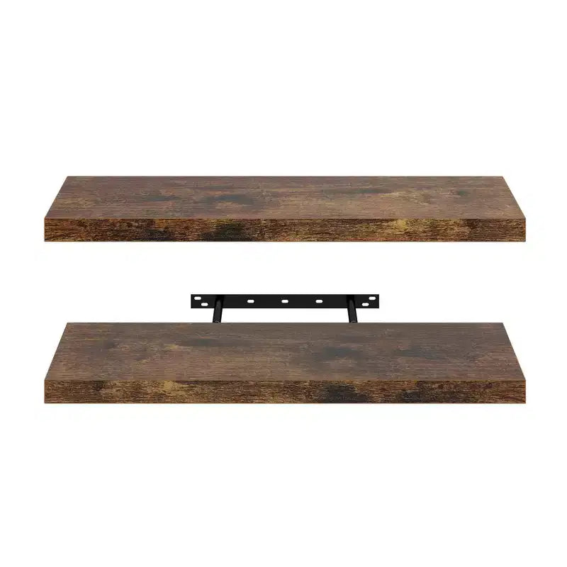 Mensole Galleggianti in Legno, Set da 2 – Mensole da Parete Rustiche per Camera da Letto, Marroni
