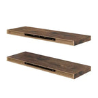 Mensole Galleggianti in Legno, Set da 2 – Mensole da Parete Rustiche per Camera da Letto, Marroni