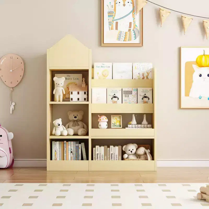 Libreria in Legno per Bambini e Organizer per Giocattoli con Cesti e Scaffali Aperti