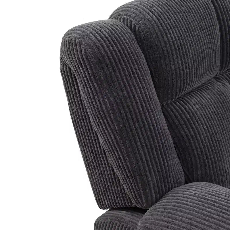 2-Seat Manual Reclining Loveseat with Storage and Cup Holders, Dark Gray Corduroy