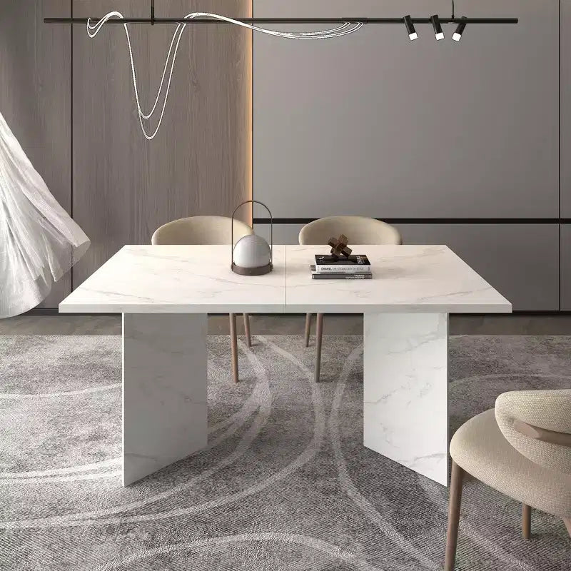 Tavolo da pranzo rettangolare allungabile da 200 cm, 6-10 posti, bianco