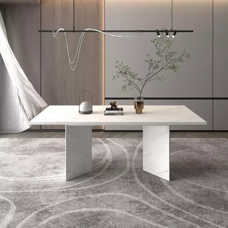Tavolo da pranzo rettangolare allungabile da 200 cm, 6-10 posti, bianco