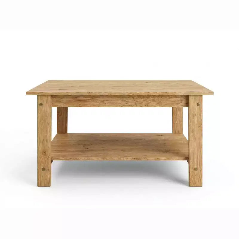 Small Space Rectangular 2-Tier Coffee Table with Storage Shelf, Modern Farmhouse Style, Assorted Colors