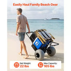 Carrello da spiaggia Dolly con ruote grandi per la sabbia, piattaforma di carico 18 x 15, carrello pieghevole per la sabbia con 12 ruote a palloncino, capacità di carico 165 libbre, nero