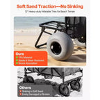 Carrello da spiaggia Dolly con ruote grandi per la sabbia, piattaforma di carico 18 x 15, carrello pieghevole per la sabbia con 12 ruote a palloncino, capacità di carico 165 libbre, nero