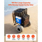 Carrello da spiaggia Dolly con ruote grandi per la sabbia, piattaforma di carico 18 x 15, carrello pieghevole per la sabbia con 12 ruote a palloncino, capacità di carico 165 libbre, nero