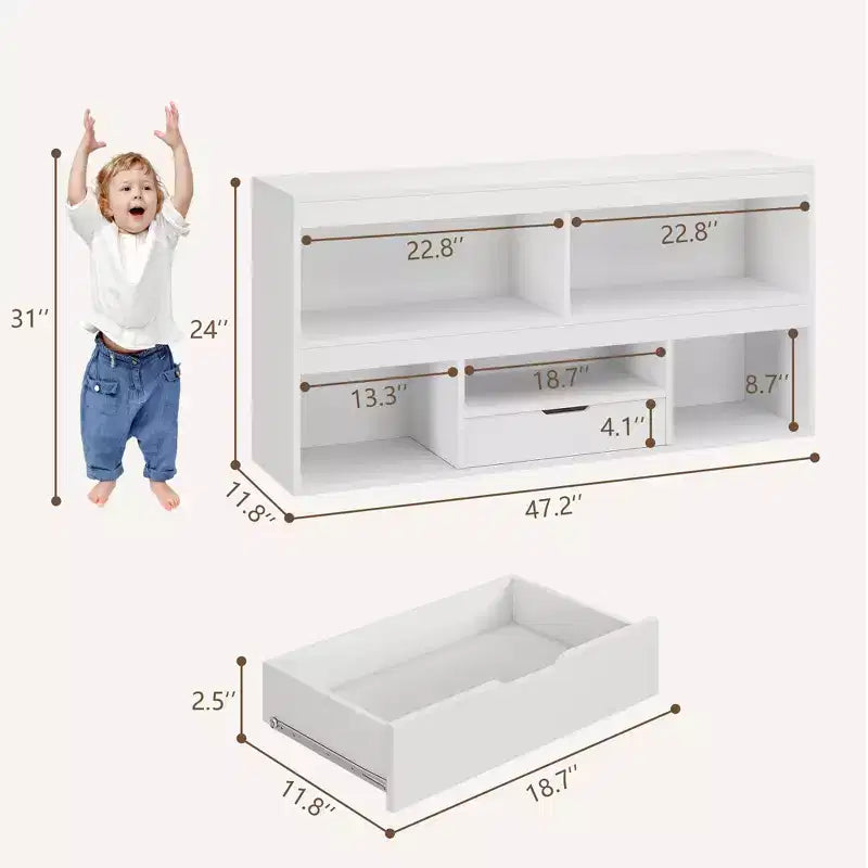 Organizzatore portaoggetti a 5 cubi per bambini con cassetto