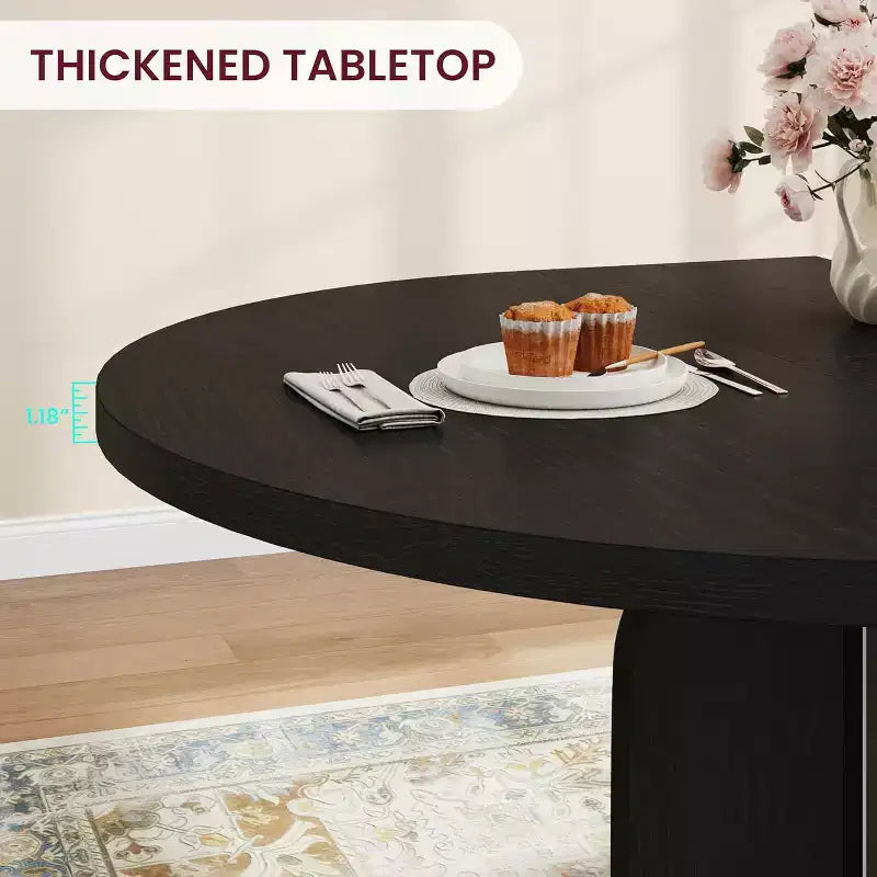 Extendable Round Dining Table, 47–63 Inch, Seats 4 to 8, Wood Top