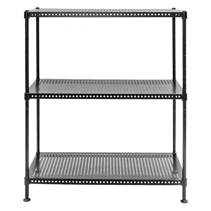 3-Tier Perforated Metal Shelving Unit, 12" D x 24" W x 28" H