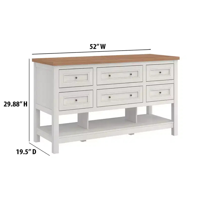 Free-Standing Kitchen Island with 6 Drawers