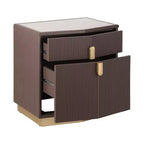 Nightstand with 2 Drawers and Vertical Stripe Design