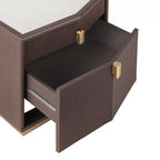 Nightstand with 2 Drawers and Vertical Stripe Design