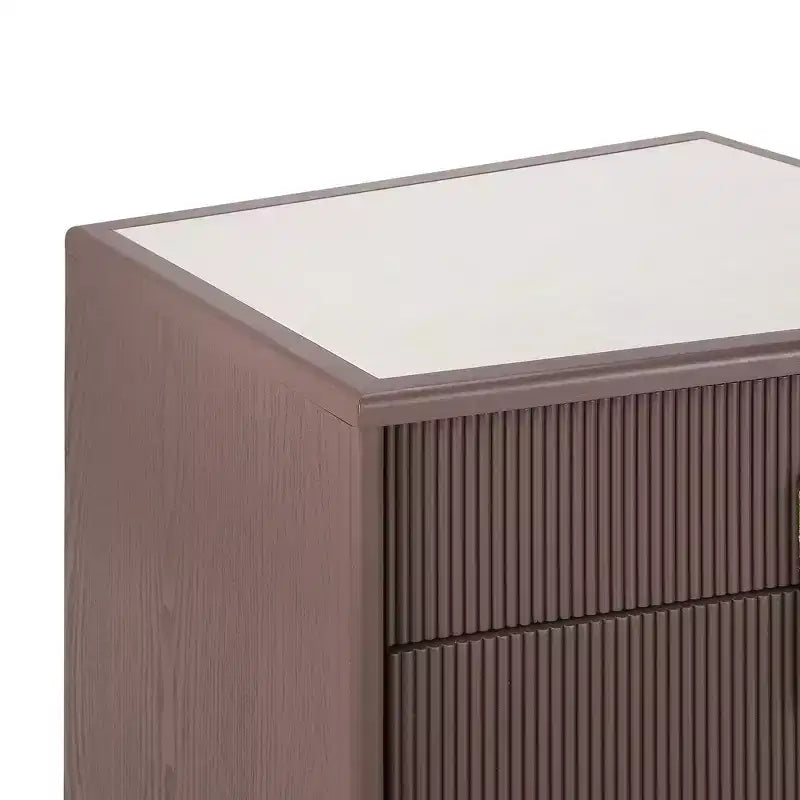 Nightstand with 2 Drawers and Vertical Stripe Design