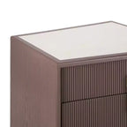 Nightstand with 2 Drawers and Vertical Stripe Design