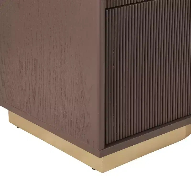 Nightstand with 2 Drawers and Vertical Stripe Design