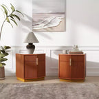 Nightstand with 2 Drawers and Vertical Stripe Design