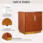 Nightstand with 2 Drawers and Vertical Stripe Design